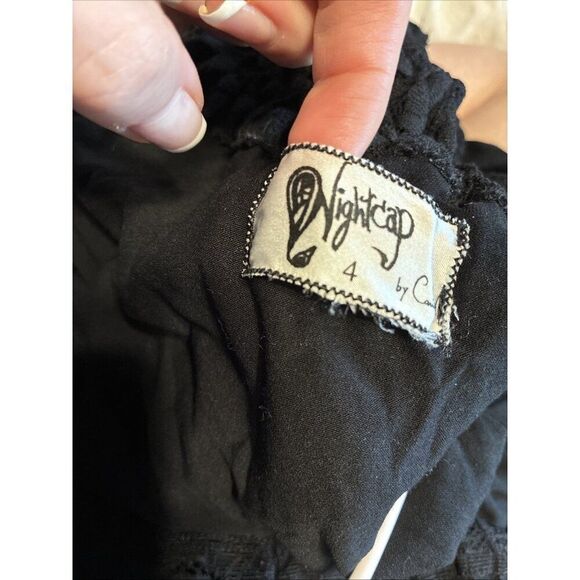 Nightcap Women’s Solid Black Lace Cold Shoulder Nylon Top 4 Small - Picture 3 of 4